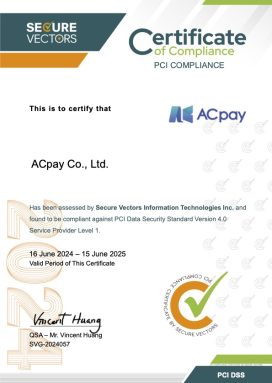 2024 年度 PCI DSS 認證證書
